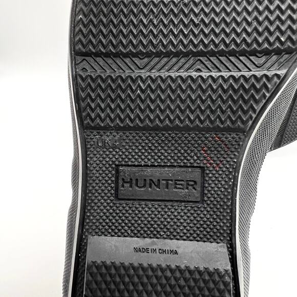 HUNTER Lace Up Rain Boots Womens 6 Black White Nightfall Marbled Rubber Bootie - Picture 7 of 11
